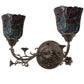 Meyda Lighting Red Rosebud 19" 2-Light Mahogany Bronze Wall Sconce With Multi-Colored Shade Glass