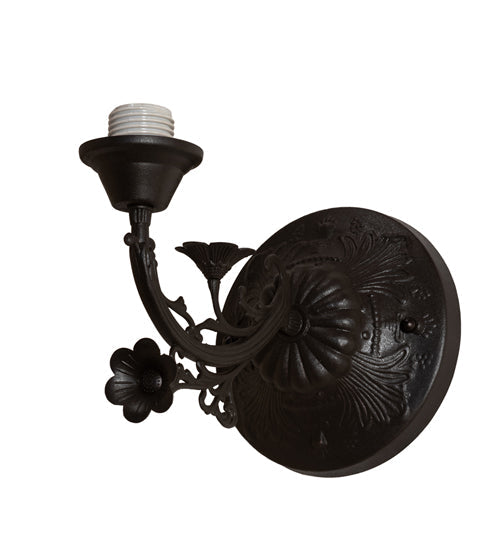 Meyda Lighting Red Rosebud 6" Mahogany Bronze Wall Sconce With Multi-Colored Shade Glass