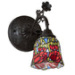 Meyda Lighting Red Rosebud 6" Mahogany Bronze Wall Sconce With Multi-Colored Shade Glass