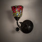 Meyda Lighting Red Rosebud 6" Mahogany Bronze Wall Sconce With Multi-Colored Shade Glass