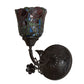 Meyda Lighting Red Rosebud 6" Mahogany Bronze Wall Sconce With Multi-Colored Shade Glass
