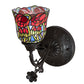 Meyda Lighting Red Rosebud 6" Mahogany Bronze Wall Sconce With Multi-Colored Shade Glass