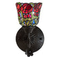 Meyda Lighting Red Rosebud 6" Mahogany Bronze Wall Sconce With Multi-Colored Shade Glass