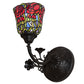 Meyda Lighting Red Rosebud 6" Mahogany Bronze Wall Sconce With Multi-Colored Shade Glass