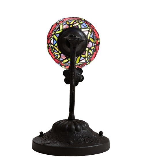 Meyda Lighting Red Rosebud 6" Mahogany Bronze Wall Sconce With Multi-Colored Shade Glass