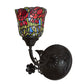 Meyda Lighting Red Rosebud 6" Mahogany Bronze Wall Sconce With Multi-Colored Shade Glass
