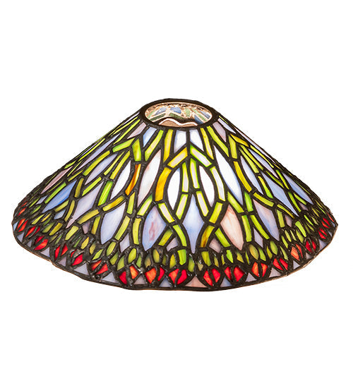 Meyda Lighting Red Rosebud 8" Multi-Colored Cone Stained Shade Glass