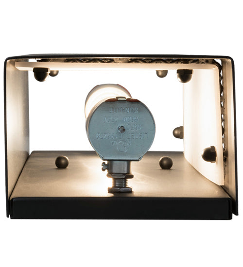 Meyda Lighting Redemption 5" 2-Light Satin Black & Wrought Iron Wall Sconce With White Statuario Idalight Shade Glass