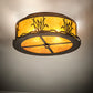 Meyda Lighting Reeds & Cattails 16" 2-Light Antique Copper Flush Mount Light With Amber Mica Shade Glass