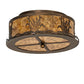 Meyda Lighting Reeds & Cattails 16" 2-Light Antique Copper Flush Mount Light With Amber Mica Shade Glass