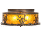Meyda Lighting Reeds & Cattails 16" 2-Light Antique Copper Flush Mount Light With Amber Mica Shade Glass