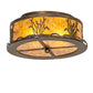 Meyda Lighting Reeds & Cattails 16" 2-Light Antique Copper Flush Mount Light With Amber Mica Shade Glass