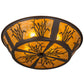 Meyda Lighting Reeds & Cattails 22" 4-Light Cafe Noir Flush Mount Light With Amber Mica Shade Glass