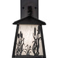 Meyda Lighting Reeds & Cattails 7" Black On Brass Hanging Wall Sconce With White Shade Glass