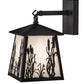 Meyda Lighting Reeds & Cattails 7" Black On Brass Hanging Wall Sconce With White Shade Glass