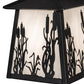 Meyda Lighting Reeds & Cattails 7" Black On Brass Hanging Wall Sconce With White Shade Glass