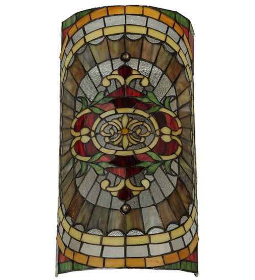 Meyda Lighting Regal Splendor 11" 2-Light Nickel Wall Sconce With Multi-Colored Shade Glass
