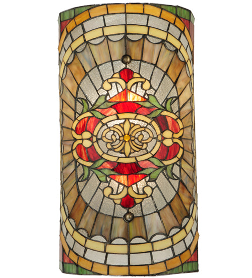 Meyda Lighting Regal Splendor 11" 2-Light Nickel Wall Sconce With Multi-Colored Shade Glass
