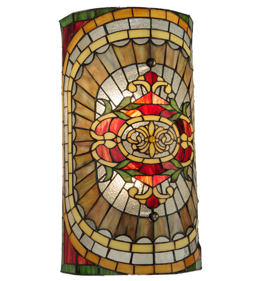 Meyda Lighting Regal Splendor 11" 2-Light Nickel Wall Sconce With Multi-Colored Shade Glass