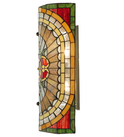 Meyda Lighting Regal Splendor 11" 2-Light Nickel Wall Sconce With Multi-Colored Shade Glass