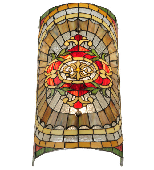 Meyda Lighting Regal Splendor 11" 2-Light Nickel Wall Sconce With Multi-Colored Shade Glass