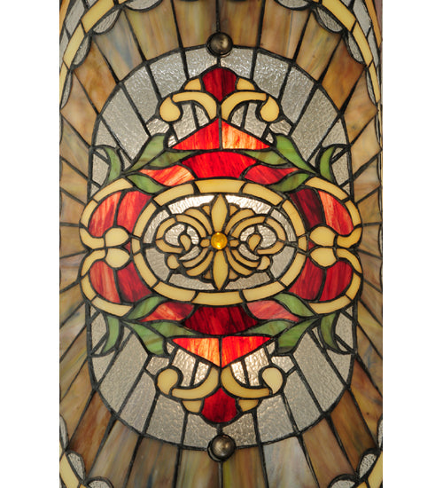 Meyda Lighting Regal Splendor 11" 2-Light Nickel Wall Sconce With Multi-Colored Shade Glass