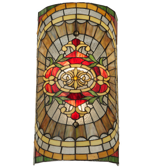 Meyda Lighting Regal Splendor 11" 2-Light Nickel Wall Sconce With Multi-Colored Shade Glass