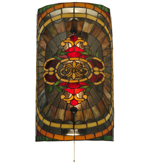 Meyda Lighting Regal Splendor 11" 4-Light Nickel Wall Sconce With Multi-Colored Shade Glass