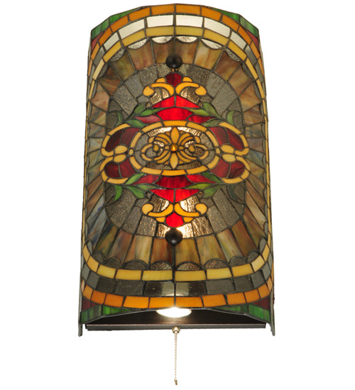 Meyda Lighting Regal Splendor 11" 4-Light Nickel Wall Sconce With Multi-Colored Shade Glass