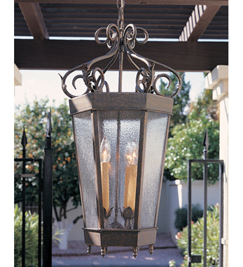 Meyda Lighting Regency 12" 6-Light French Bronze Pendant Light With Clear Seeded Shade Glass