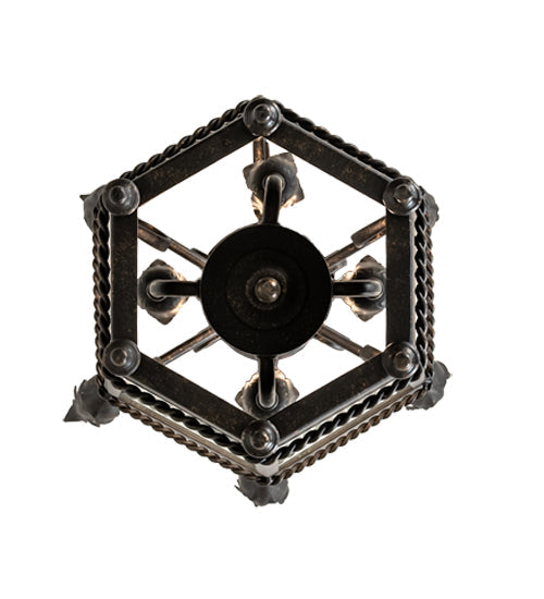 Meyda Lighting Regency 14" 4-Light Golden Bronze Pendant Light With Clear Seeded Shade Glass