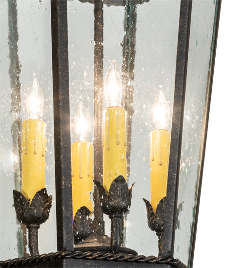 Meyda Lighting Regency 14" 4-Light Golden Bronze Pendant Light With Clear Seeded Shade Glass