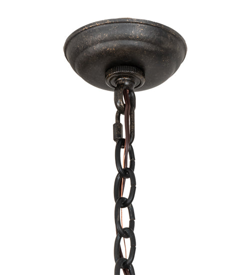 Meyda Lighting Regency 14" 4-Light Golden Bronze Pendant Light With Clear Seeded Shade Glass