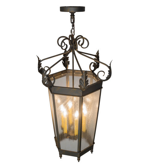 Meyda Lighting Regency 20" 6-Light French Bronze Pendant Light With Clear Seeded Shade Glass