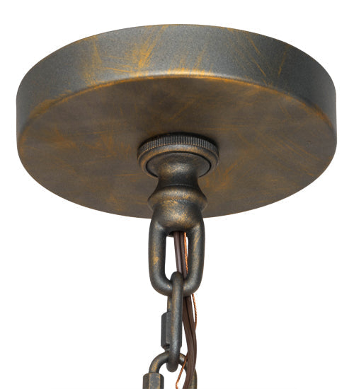 Meyda Lighting Regency 20" 6-Light French Bronze Pendant Light With Clear Seeded Shade Glass