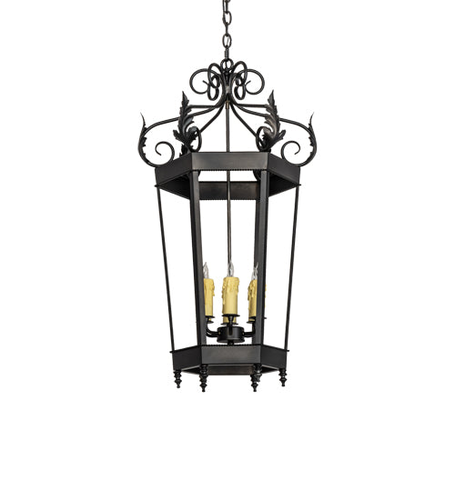 Meyda Lighting Regency 20" 6-Light Oxidized Steel Pendant Light With Ivory Faux Candlelight