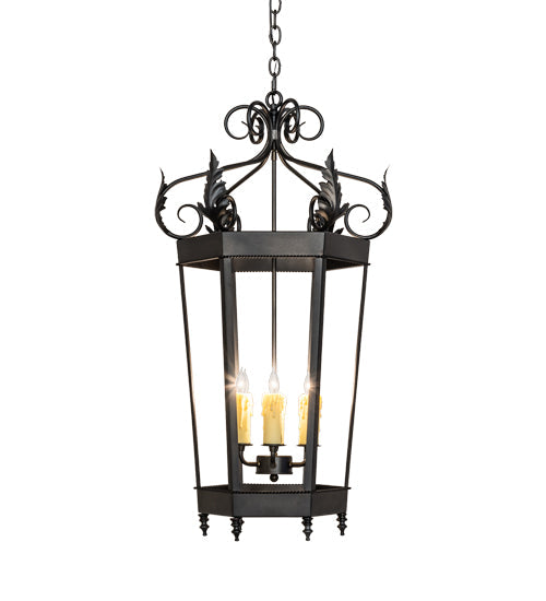 Meyda Lighting Regency 20" 6-Light Oxidized Steel Pendant Light With Ivory Faux Candlelight
