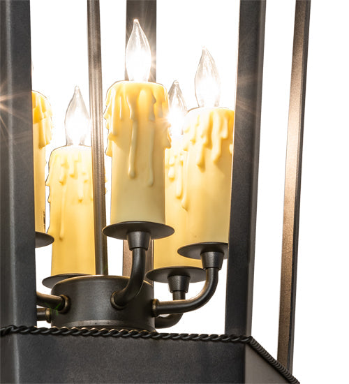 Meyda Lighting Regency 20" 6-Light Oxidized Steel Pendant Light With Ivory Faux Candlelight