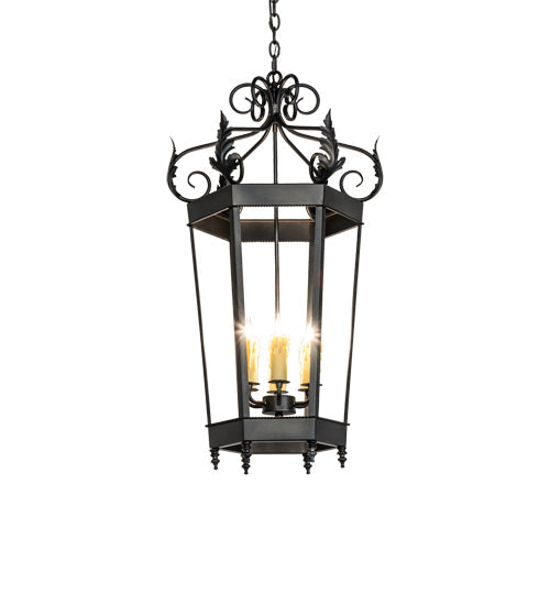 Meyda Lighting Regency 20" 6-Light Oxidized Steel Pendant Light With Ivory Faux Candlelight