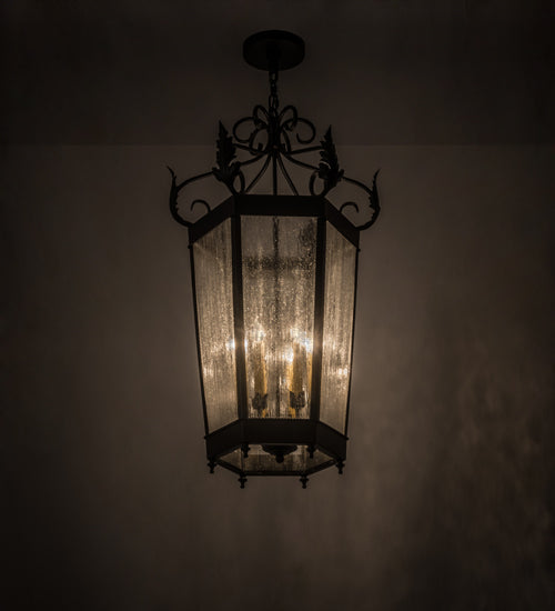 Meyda Lighting Regency 21" 6-Light Blackwash Pendant Light With Clear Seeded Shade Glass