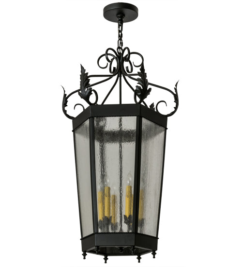 Meyda Lighting Regency 21" 6-Light Blackwash Pendant Light With Clear Seeded Shade Glass