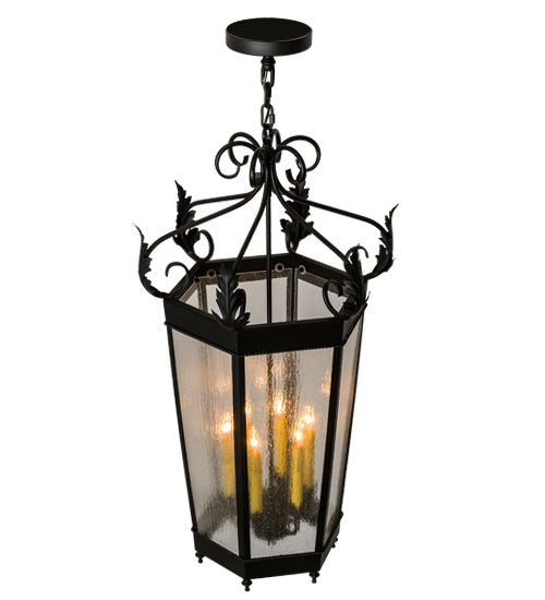 Meyda Lighting Regency 21" 6-Light Blackwash Pendant Light With Clear Seeded Shade Glass