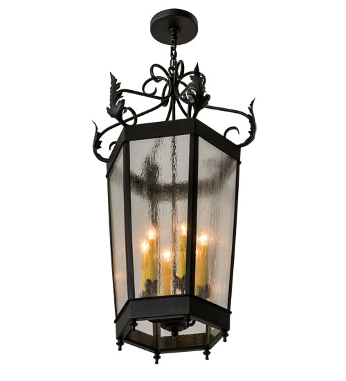 Meyda Lighting Regency 21" 6-Light Blackwash Pendant Light With Clear Seeded Shade Glass