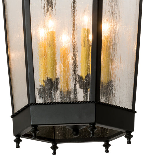 Meyda Lighting Regency 21" 6-Light Blackwash Pendant Light With Clear Seeded Shade Glass