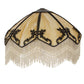 Meyda Lighting Regina 19" Craftsman Brown Highlighted Frame With Beige Art Glass & Fringed Shade