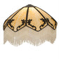 Meyda Lighting Regina 19" Craftsman Brown Highlighted Frame With Beige Art Glass & Fringed Shade