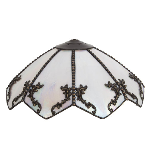 Meyda Lighting Regina 19" Craftsman Brown Highlighted Frame With White Opal Art Shade Glass
