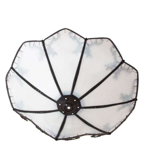 Meyda Lighting Regina 19" Craftsman Brown Highlighted Frame With White Opal Art Shade Glass