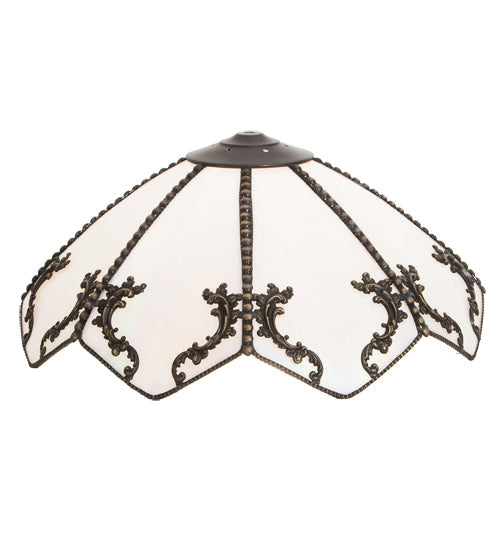 Meyda Lighting Regina 19" Craftsman Brown Highlighted Frame With White Opal Art Shade Glass