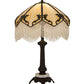 Meyda Lighting Regina 19" Craftsman Brown Highlighted Table Lamp With Beige Art Glass & Fringed Shade